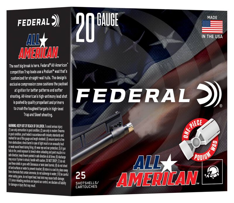 All American, 20 Gauge, 7.5 Shot, 2-3/4 in, 7/8 oz, 1200 fps