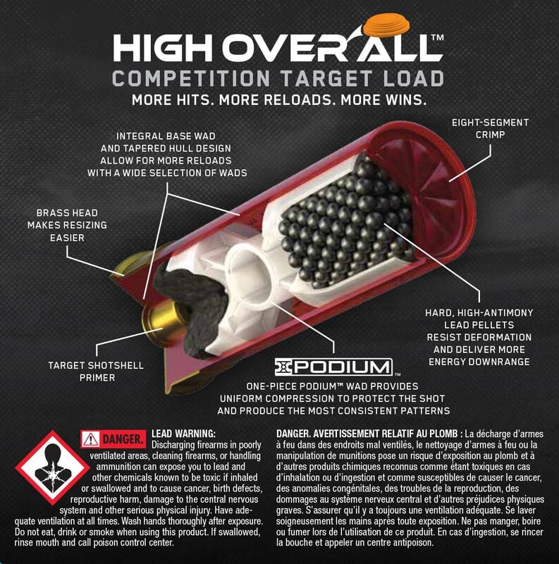 High Over All, 12 Gauge, 7.5 Shot, 2-3/4 in, 1 1/8 oz, 1200 fps