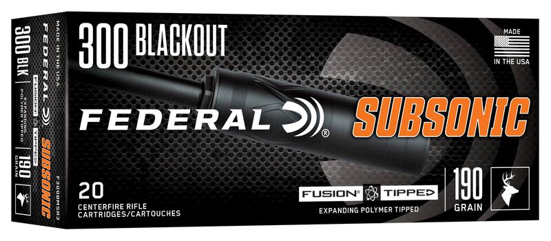 Federal Subsonic, 300 Blackout, 190 Grain, Fusion Tipped, 1000 fps
