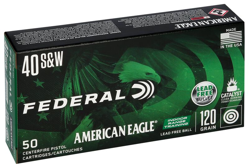 American Eagle Indoor Range Training Lead Free, 40 S&amp;W, 120 Grain, Lead Free IRT, 1330 fps