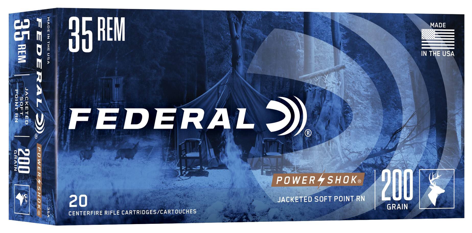 Federal 35 Rem 200gr JSP RN – Proven .35 Remington Hunting Ammo, 2080 fps, 20 Rounds