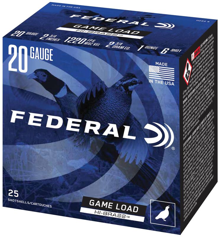 Game Load Upland Hi-Brass, 20 Gauge, 6 Shot, 2-3/4 in, 1 oz, 1220 fps