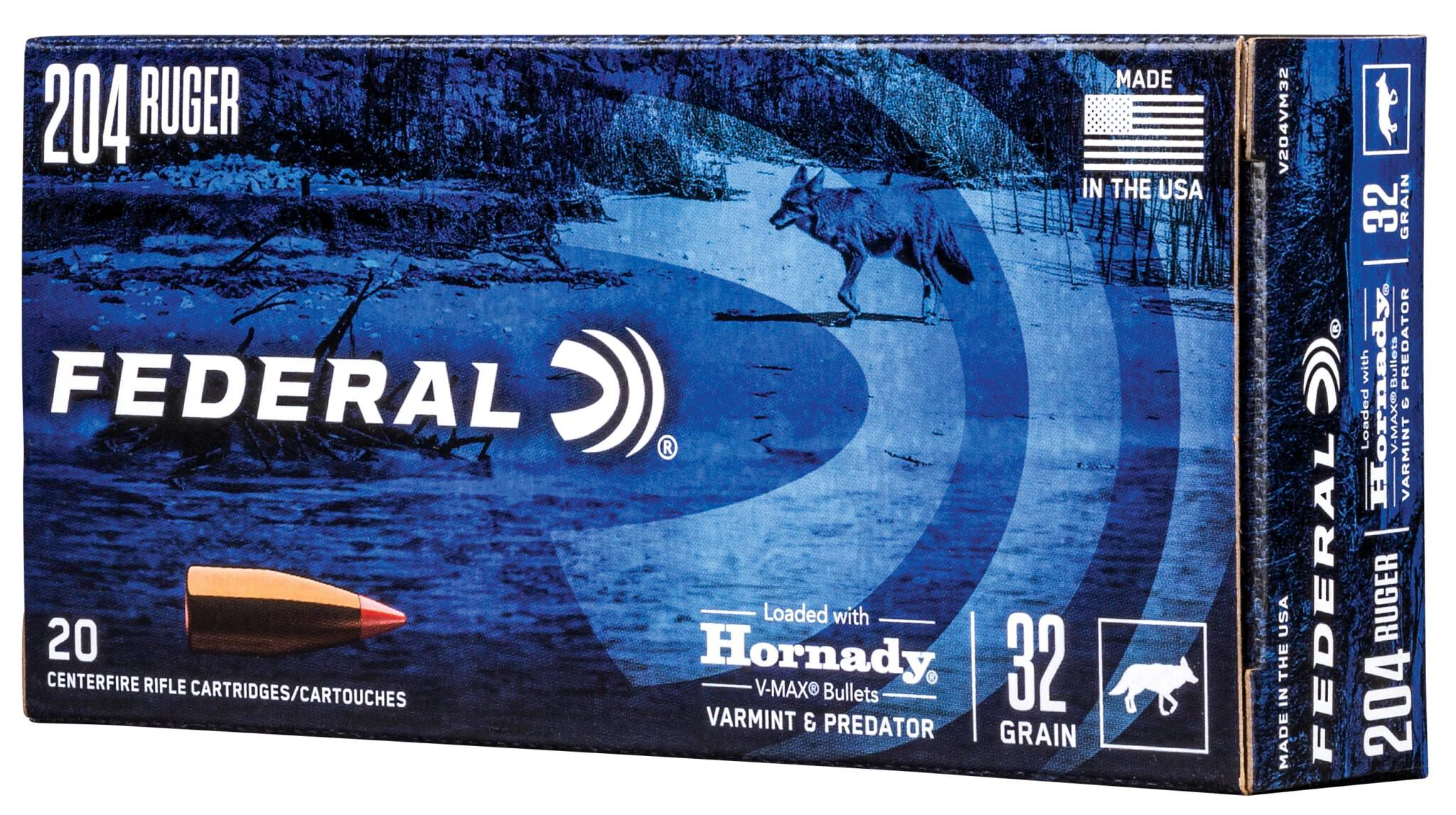 Federal 204 Ruger 32gr V-Max – Proven .204 Ruger Varmint Ammo, 4100 fps, 20 Rounds - Image 2