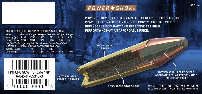 Power-Shok Rifle, 350 Legend, 180 Grain, Soft Point, 2100 fps