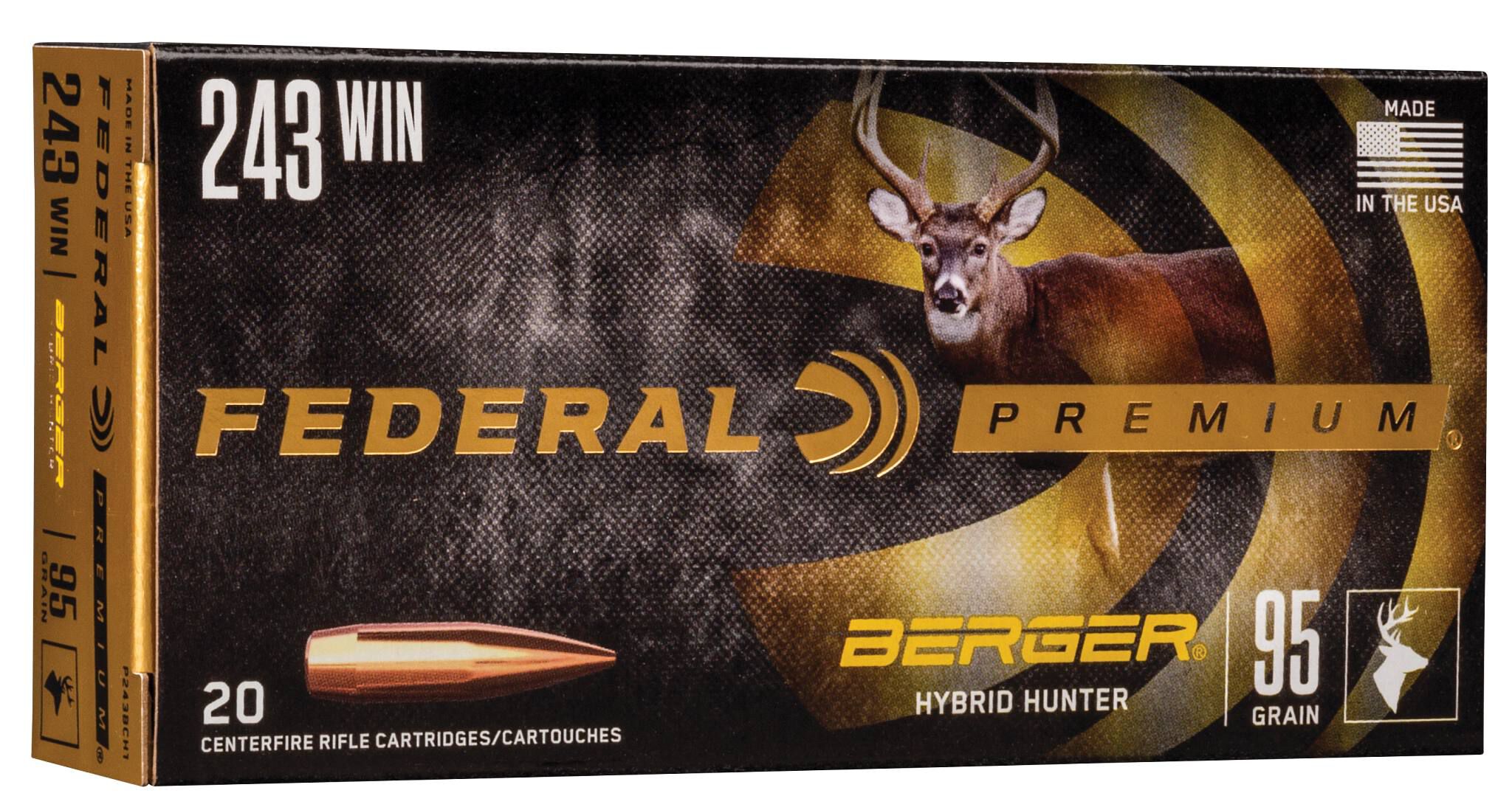 Federal 243 95gr Berger Hybrid Hunter – Powerful .243 Win Deer Hunting Ammo, 3050 fps, 20 Rounds - Image 3