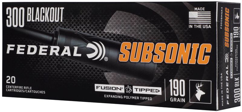 Federal Subsonic, 300 Blackout, 190 Grain, Fusion Tipped, 1000 fps