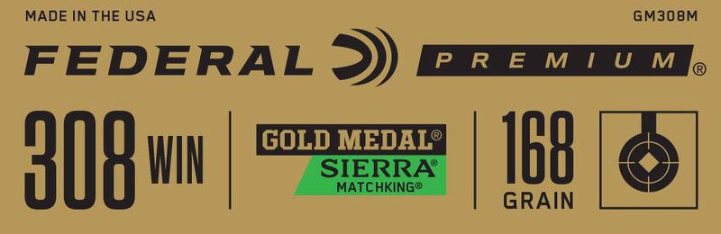 Gold Medal Sierra MatchKing, 308 Win, 168 Grain, Sierra Matchking Boat-Tail Hollow Point, 2650 fps
