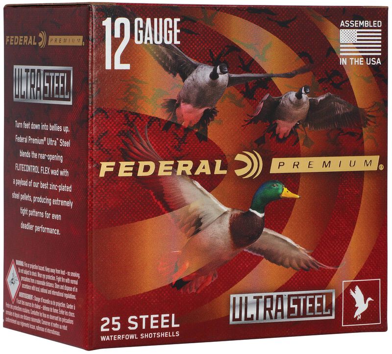 Ultra Steel, 12 Gauge, BB and 2 Shot, 3-1/2 in, 1 1/2 oz, 1500 fps