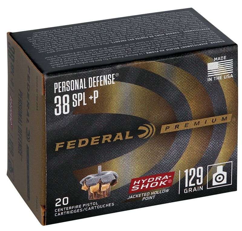 Personal Defense Hydra-Shok, 38 Special +P, 129 Grain, Hydra-Shok Jacketed Hollow Point, 950 fps