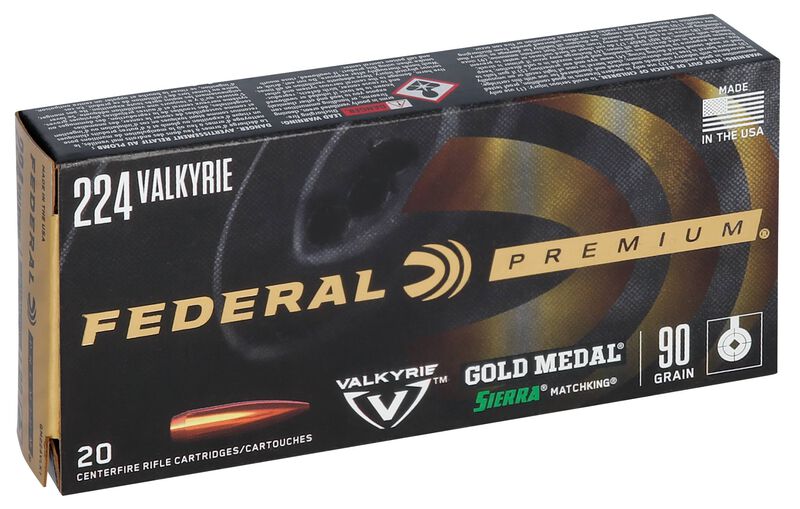 Gold Medal Sierra MatchKing, 224 Valkyrie, 90 Grain, Sierra Matchking Boat-Tail Hollow Point, 2700 fps