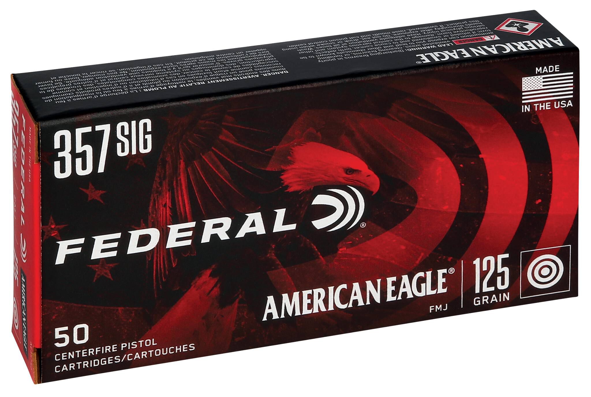 Federal 357 Sig 125gr FMJ – Proven 357 SIG Range Ammo, 1350 fps, 50 Rounds - Image 3