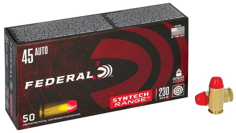 Syntech Range, 45 Auto, 230 Grain, Syntech Jacket Flat Nose, 830 fps