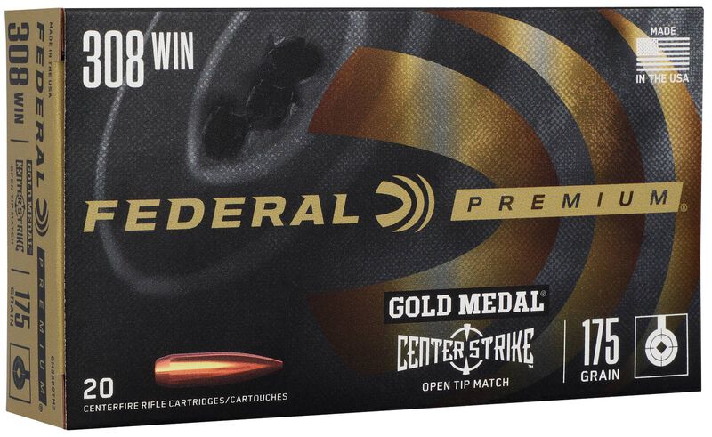 Gold Medal CenterStrike, 308 Win, 175 Grain, Centerstrike Open Tipped Match, 2600 fps