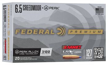 Barnes LRX, 6.5 Creedmoor +Peak, 127 Grain, Barnes LRX, 3100 fps