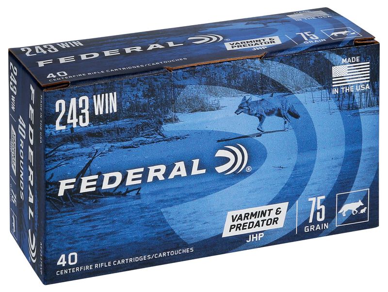 Varmint &amp; Predator, 243 Win, 75 Grain, Jacketed Hollow Point, 3375 fps