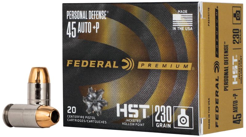 Personal Defense HST, 45 Auto +P, 230 Grain, HST Jacketed Hollow Point, 950 fps