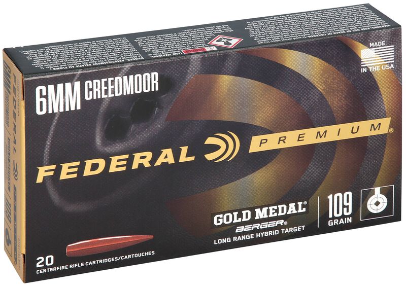 Gold Medal Berger, 6mm Creedmoor, 109 Grain, Berger Hybrid, 2900 fps