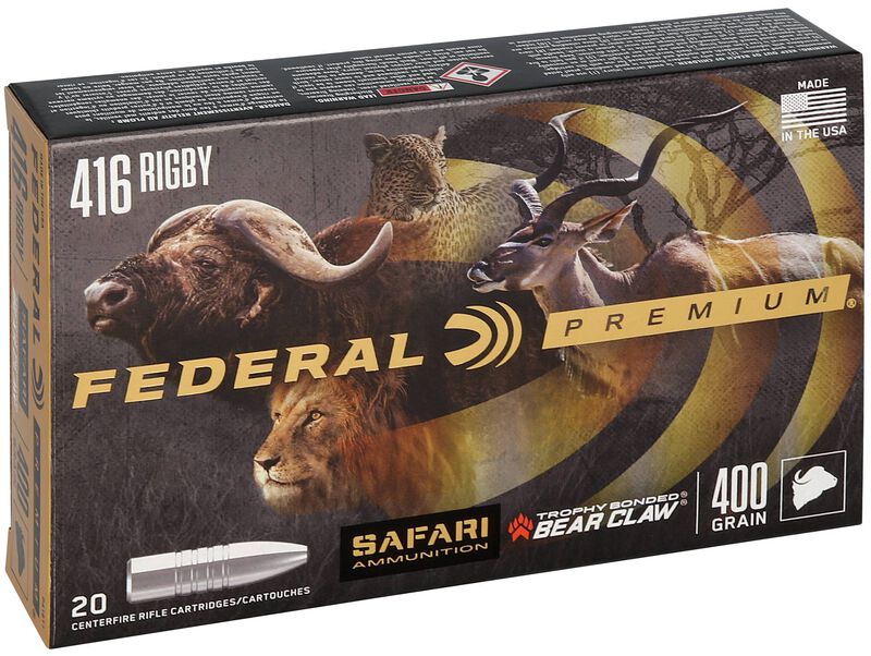 Safari Trophy Bonded Bear Claw, 416 Rigby, 400 Grain, Trophy Bonded Bear Claw, 2300 fps