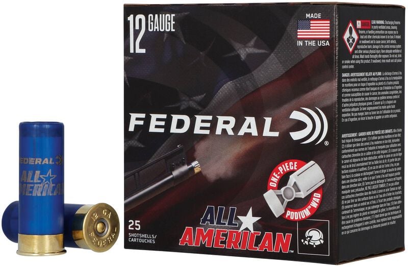All-American, 12 Gauge, 7.5 Shot, 2-3/4 in, 1 oz, 1200 fps