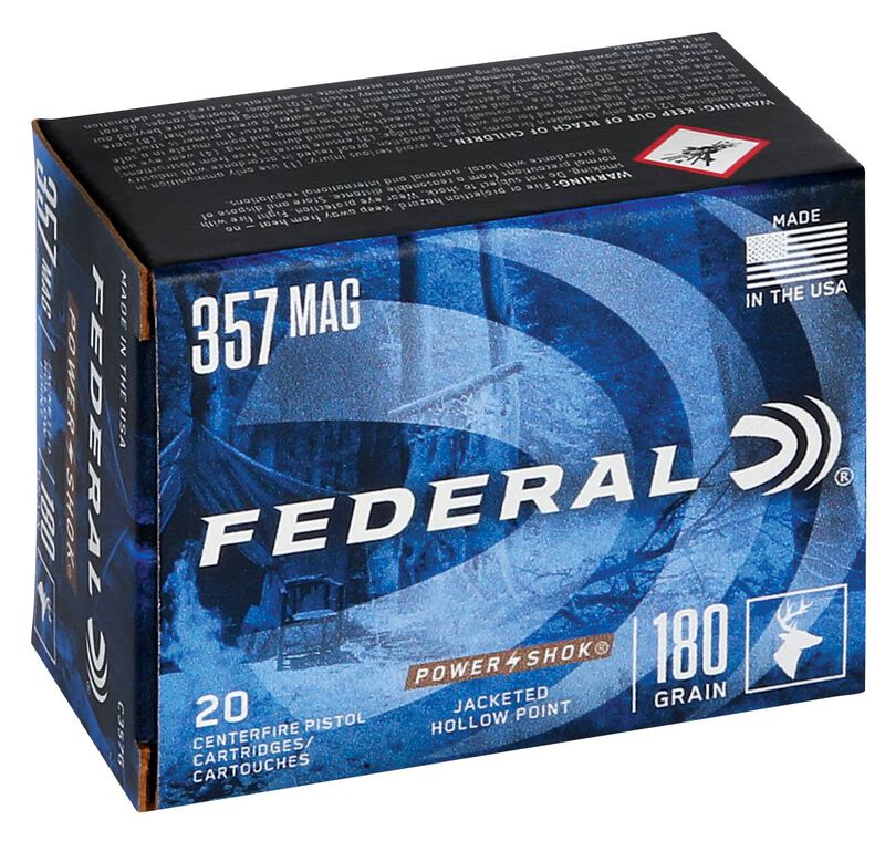 Power-Shok Handgun, 357 Magnum, 180 Grain, Jacketed Hollow Point, 1080 fps