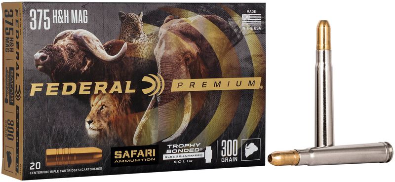 Safari Trophy Bonded Sledgehammer Solid, 375 H&amp;H Magnum, 300 Grain, Trophy Bonded Sledgehammer Solid, 2440 fps