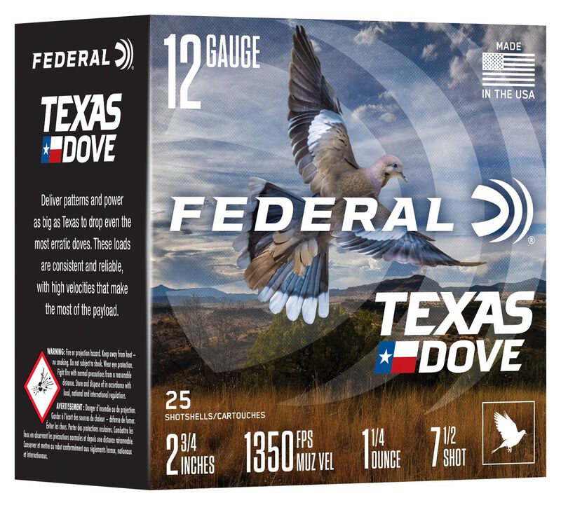 Texas Dove, 12 Gauge, 7.5 Shot, 2-3/4 in, 1 1/4 oz, 1350 fps