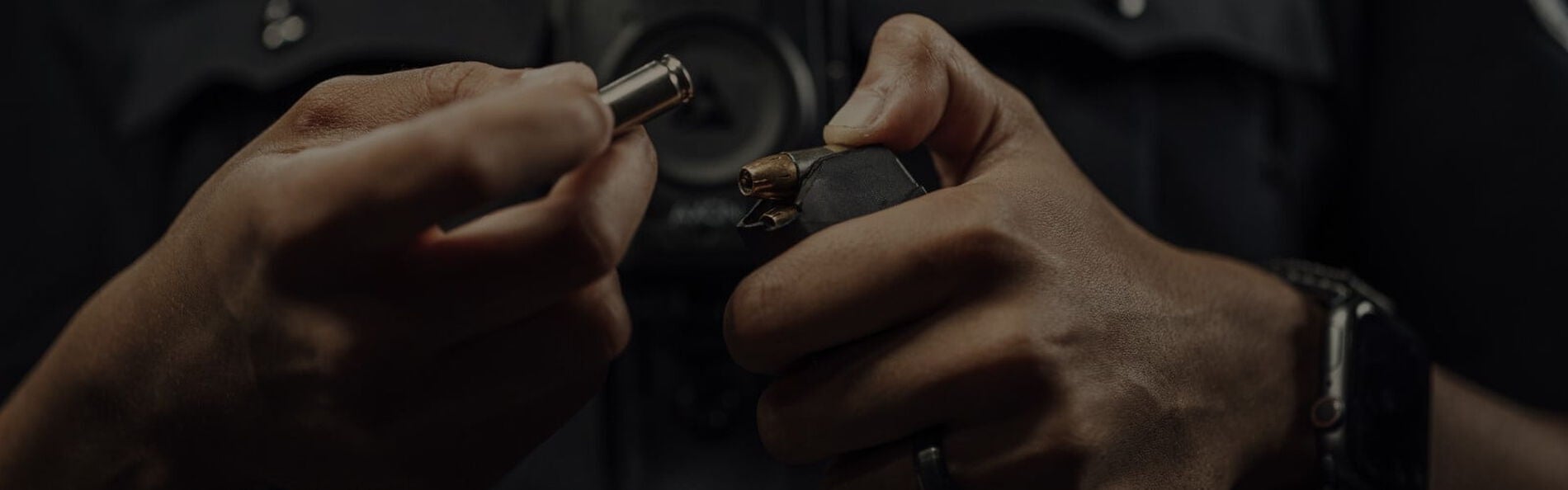 Federal Ammunition being loaded into a pistol magazine