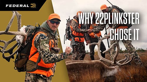 Why 22plinkster Chose It; 22plinkster with caribou antlers in a backpack; 22plinkster standing next to a downed caribou