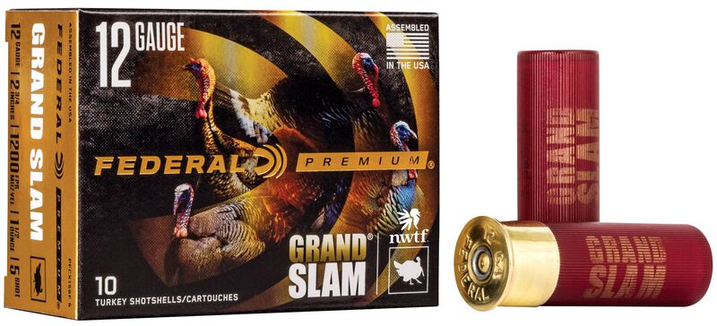 Grand Slam, 12 Gauge, 5 Shot, 2-3/4 in, 1 1/2 oz, 1200 fps 12 Gauge Ammo - 10 Shells of #5 Shot Ammunition (PFCX156F 5)