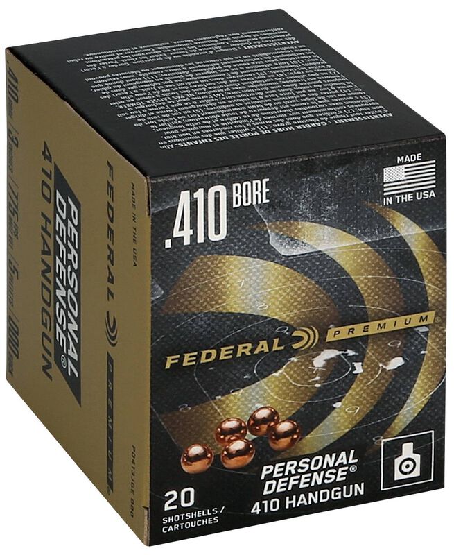 Personal Defense 410 Handgun, 410 Bore, 000 Buck Shot, 3 in, 775 fps