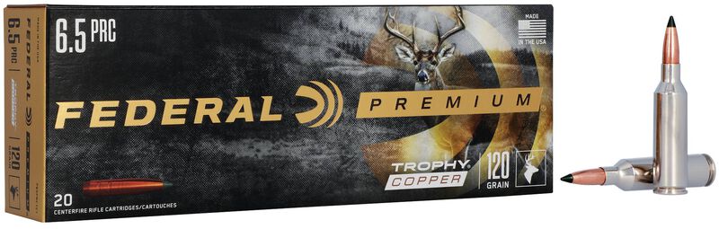 Trophy Copper, 6.5 PRC, 120 Grain, Trophy Copper, 3050 fps 6.5 PRC Caliber Ammo - 20 Rounds of 120 Grain Weight Ammunition (P65PRCTC1)