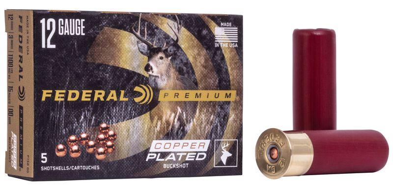 Buckshot, 12 Gauge, 00 Buck Shot, 3 in, 1100 fps 12 Gauge Ammo - 5 Shells of #00 Buck Shot Ammunition (P158 00)
