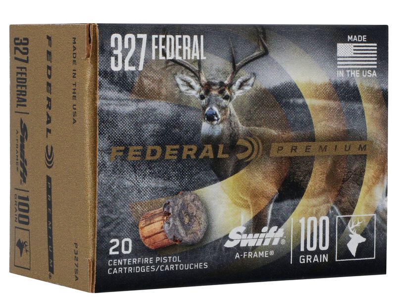 Swift A-Frame, 327 Federal Magnum, 100 Grain, Swift A-Frame, 1500 fps 327 Federal Magnum Caliber Ammo - 20 Rounds of 100 Grain Weight Ammunition (P327SA)