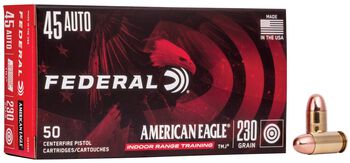 American Eagle Indoor Range Training, 45 Auto, 230 Grain, Total Metal Jacket, 850 fps