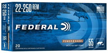 Power-Shok Rifle, 22-250 Rem, 55 Grain, Jacketed Soft Point, 3650 fps