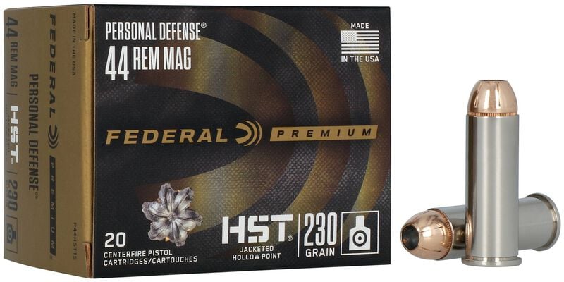 Personal Defense HST, 44 Rem Magnum, 230 Grain, HST Jacketed Hollow Point, 1085 fps 44 Rem Magnum Caliber Ammo - 20 Rounds of 230 Grain Weight Ammunition (P44HST1S)