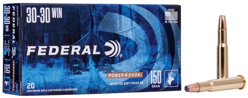 Power-Shok Rifle, 30-30 Win, 150 Grain, Jacketed Soft Point, 2390 fps 30-30 Win Caliber Ammo - 20 Rounds of 150 Grain Weight Ammunition (3030A)