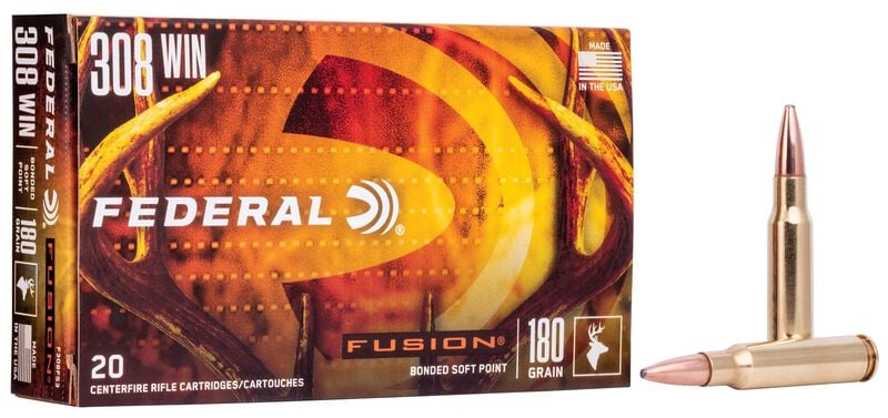 Fusion Rifle, 308 Win, 180 Grain, Fusion Soft Point, 2600 fps 308 Win Caliber Ammo - 20 Rounds of 180 Grain Weight Ammunition (F308FS3)