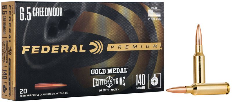 Gold Medal CenterStrike, 6.5 Creedmoor, 140 Grain, Centerstrike Open Tipped Match, 2675 fps 6.5 Creedmoor Caliber Ammo - 20 Rounds of 140 Grain Weight Ammunition (GM65CRDOTM1)