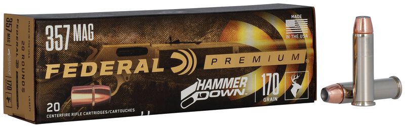 HammerDown Handgun, 357 Magnum, 170 Grain, Bonded Hollow Point, 1610 fps 357 Magnum Caliber Ammo - 20 Rounds of 170 Grain Weight Ammunition (LG3571)
