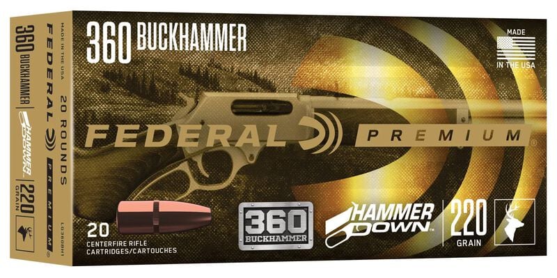 HammerDown Rifle, 360 Buckhammer, 220 Grain, Bonded Soft Point, 2000 fps 360 Buckhammer Caliber Ammo - 20 Rounds of 220 Grain Weight Ammunition (LG360BH1)
