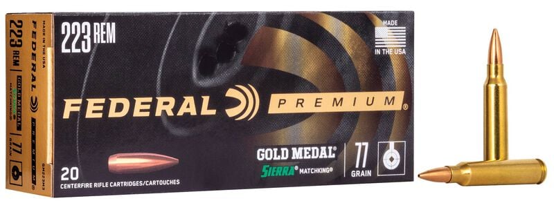Gold Medal Sierra MatchKing, 223 Rem, 77 Grain, Sierra Matchking Boat-Tail Hollow Point, 2720 fps