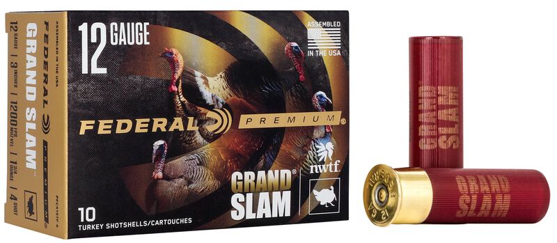 Grand Slam, 12 Gauge, 4 Shot, 3 in, 1 3/4 oz, 1200 fps 12 Gauge Ammo - 10 Shells of #4 Shot Ammunition (PFCX157F 4)