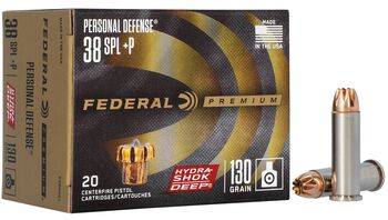 Personal Defense Hydra-Shok Deep, 38 Special +P, 130 Grain, Hydra-Shok Deep Jacketed Hollow Point, 900 fps