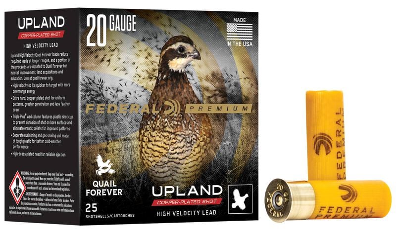 Upland Quail Forever High Velocity, 20 Gauge, 7.5 Shot, 2-3/4 in, 1 oz, 1350 fps 20 Gauge Ammo - 25 Shells of #7.5 Shot Ammunition (PF204 7.5)