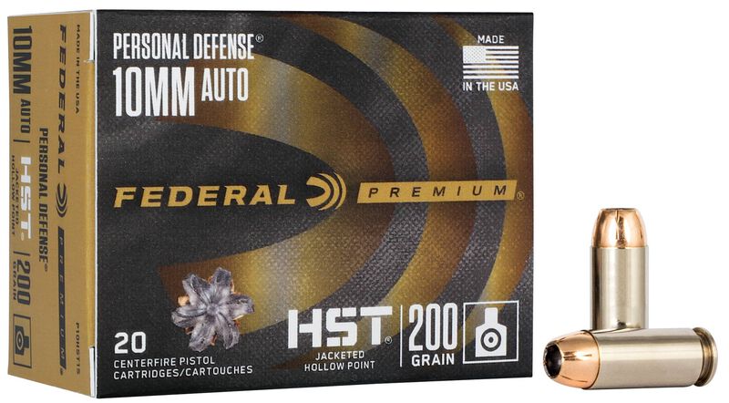 Personal Defense HST, 10mm Auto, 200 Grain, HST Jacketed Hollow Point, 1130 fps 10mm Auto Caliber Ammo - 20 Rounds of 200 Grain Weight Ammunition (P10HST1S)