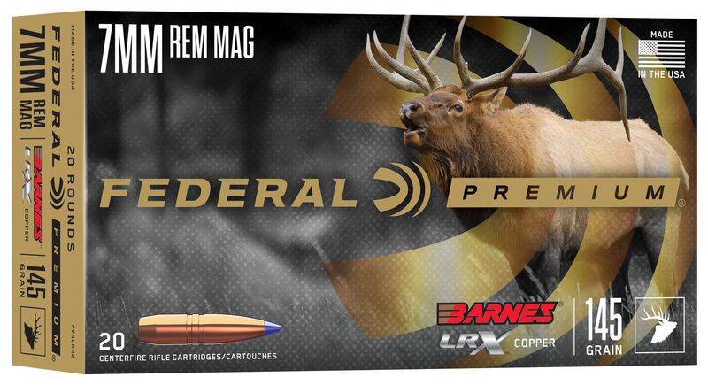Barnes LRX, 7mm Rem Mag, 145 Grain, Barnes LRX, 3125 fps 7mm Rem Mag Caliber Ammo - 20 Rounds of 145 Grain Weight Ammunition (P7RLRX2)