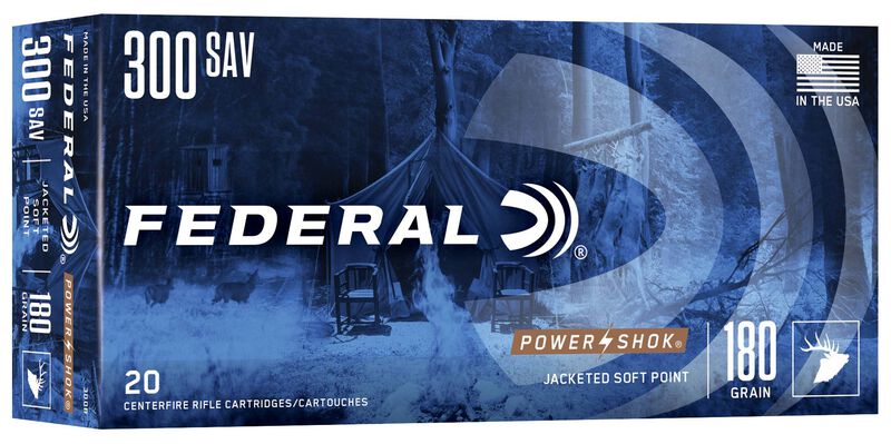 Power-Shok Rifle, 300 Savage, 180 Grain, Jacketed Soft Point, 2350 fps 300 Savage Caliber Ammo - 20 Rounds of 180 Grain Weight Ammunition (300B)