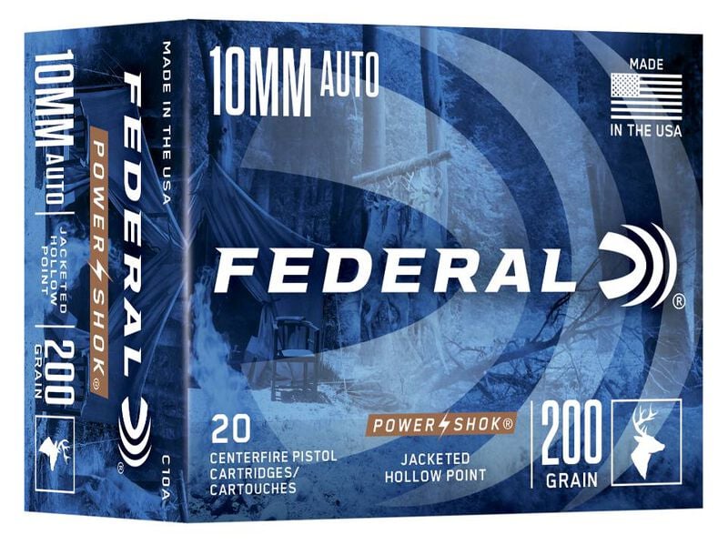 Power-Shok Handgun, 10mm Auto, 200 Grain, Jacketed Hollow Point, 1110 fps 10mm Auto Caliber Ammo - 20 Rounds of 200 Grain Weight Ammunition (C10A)