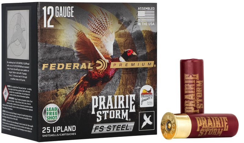 Prairie Storm FS Steel, 12 Gauge, 4 Shot, 3 in, 1 1/8 oz, 1600 fps 12 Gauge Ammo - 25 Shells of #4 Shot Ammunition (PFSX143FS 4)